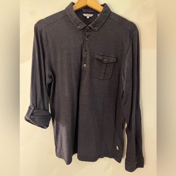 Ted Baker Men's Dark Gray Long Sleeve Shirt 4/L - Picture 2 of 14